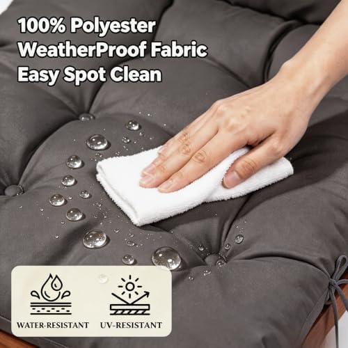 QILLOWAY Outdoor Rocking Chair Cushion 43x21 Inch, 100% Polyester Waterproof ...