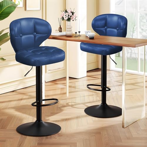 Bar Stools Set of 4, Adjustable Swivel Bar Chairs with 360° Rotation, Padded ...