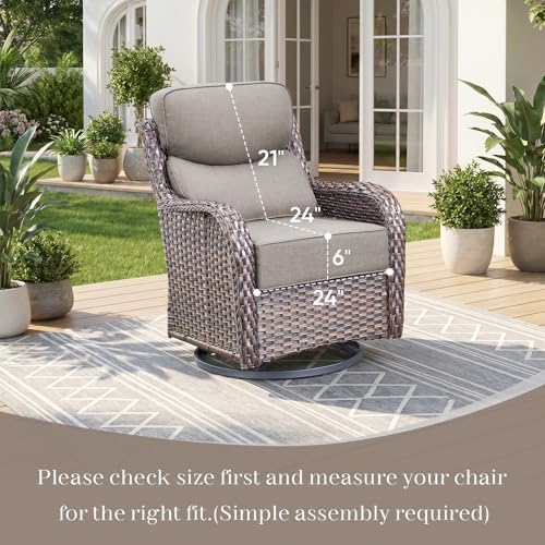 Patio Furniture Replacement Cushions 24 x 24 x 6 Inch, Outdoor Wicker Deep Se...