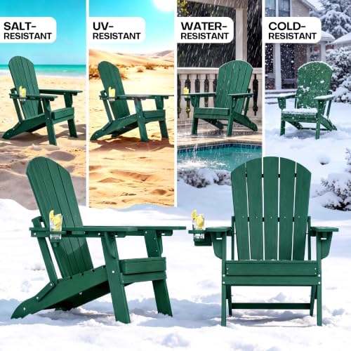 Plawdlik Folding Adjustable Adirondack Chair Set of 2, Patio Chairs, Green