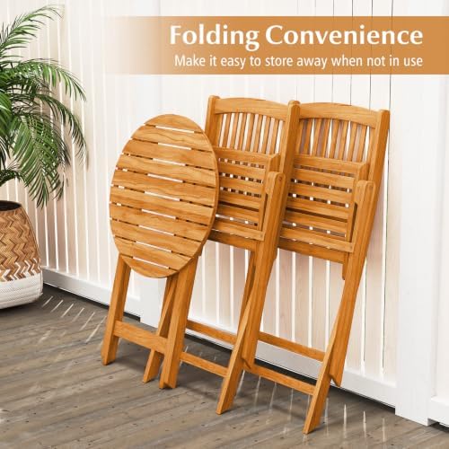 ORALNER 3-Piece Acacia Wood Folding Patio Bistro Set (Black)