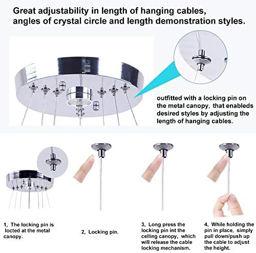 3-Ring Modern Crystal Ring Adjustable Chandelier Ceiling Light Cool White