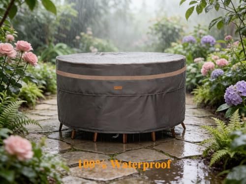 Round Patio Table Cover Outdoor Furniture Waterproof 96"Dia