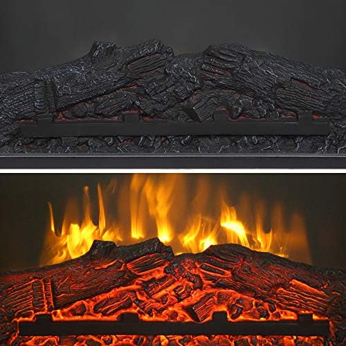 25''W Freestanding Electric Fireplace Stove Space Heater with Realist...