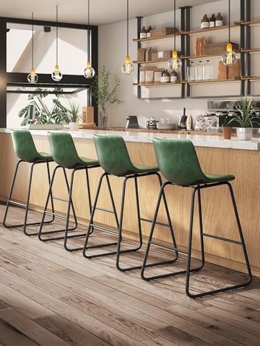 26in Bar Stools Counter Height Chairs Set of 3 (Green)