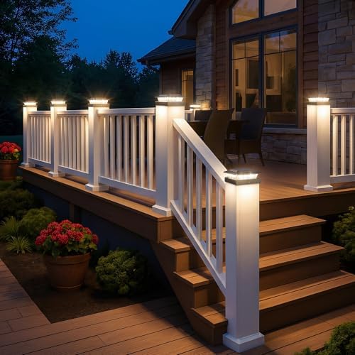 kolpop 4x4 Solar Post Cap Lights Outdoor 16Pack- 3 Color Temperatures& 2 ...