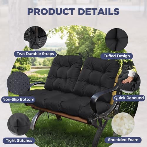 Wicker Chair Cushions of 3 Pieces, Waterproof Cushions for Patio Furniture, T...
