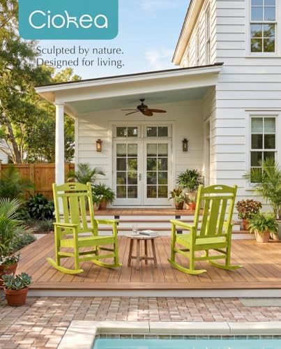 Ciokea Oversized Outdoor Rocking Chair, 380lbs Heavy-Duty Large Patio Rocker,...