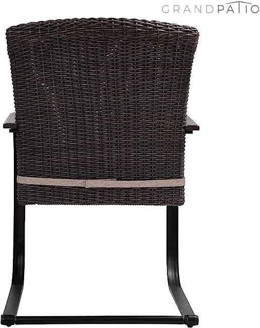 Grand patio 3 Pieces Bistro Set, Outdoor Wicker Table Set, Rocking Wicker Cha...