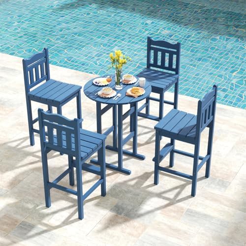Sundale Outdoor Tall Adirondack Bar Chair Set of 2, HDPE Patio Bar Stools