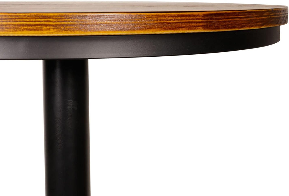 Round Bar Height Bistro Pub Table - Natural Wood Top, Heavy Metal Frame, 21.7...