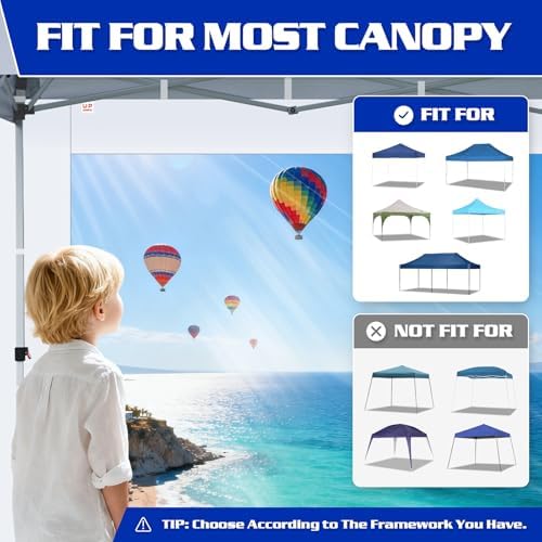 FANPAT 3Pcs Clear Sidewalls for 10x10 Pop Up Canopy, White(Sidewalls only)