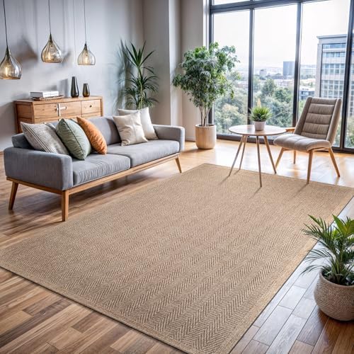 CAMILSON Easy Jute Rug 10x14, Indoor Outdoor Natural Color Fiber Area Rugs fo...