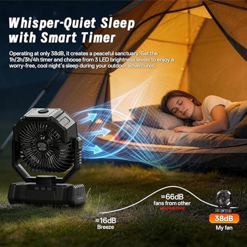 Portable Misting Fan for Camping Beach Parties Patio Picnic Black