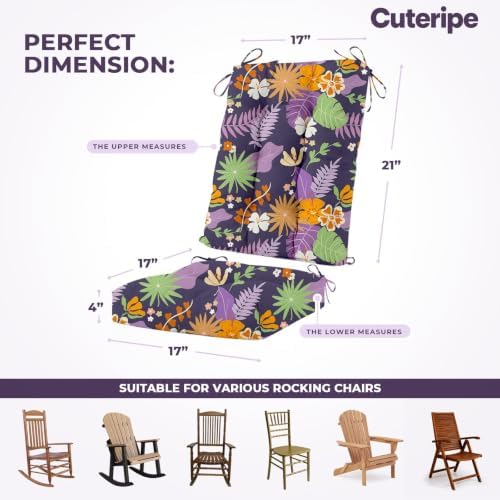 Outdoor Waterproof Rocking Chair Cushions Set of 2, Premium Oxford Patio Chai...