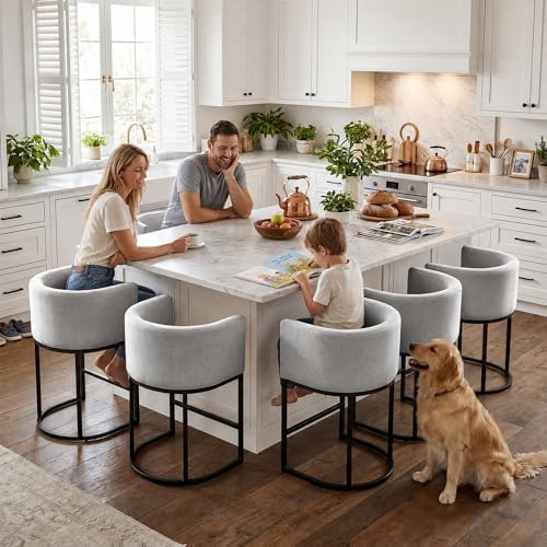 GRUSIGN Chenille Counter Height Bar Stools Set of 2, 26" Kitchen Island ...