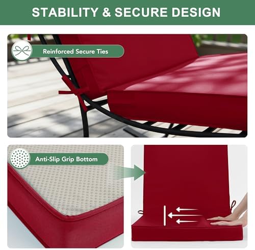 Summsun Patio Dining Seat Cushions Set of 4, 20 x 20 Inch, Burgundy