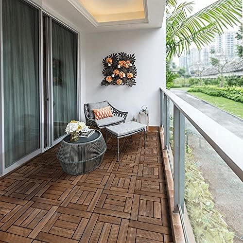 Topeakmart 27PCS Interlocking Deck Tiles 12x12 Patio Flooring, Brown
