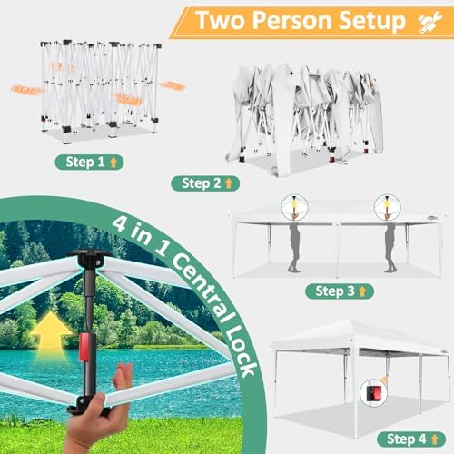 COBIZI 10x20 FT Pop up Canopy Tent with Sidewalls, Party Tents for Parties, C...