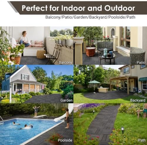 PrimeZone 54 PCS Solid Acacia Wood Interlocking Patio Deck Tiles Outdoor