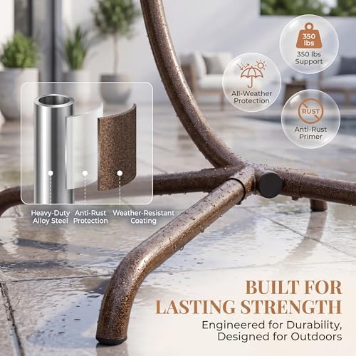 RADIATA Hanging Egg Chair Outdoor with Stand and Cover, Cream