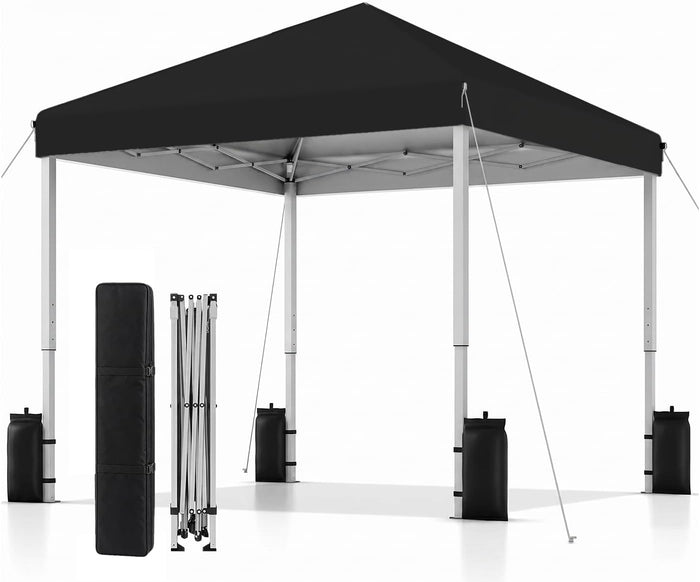 SANWAY 10x10 Pop Up Canopy Tent, One Push One Person Setup, Light Black