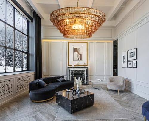YIOSI Large Chandelier, 48" Gold Chandelier for Dining Room, 8-Light Rou...