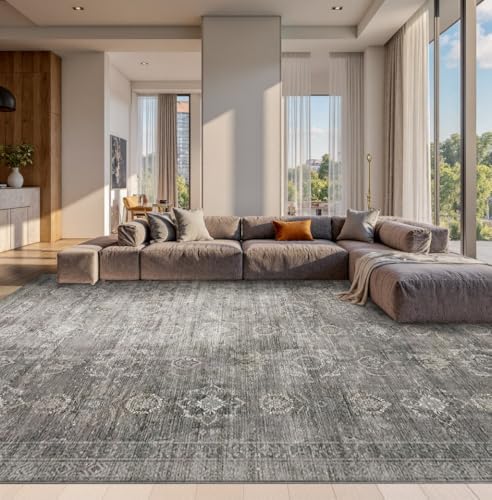 Rugxara 10x14 Area Rugs for Living Room Large Washable Rug, Taupe/Grey