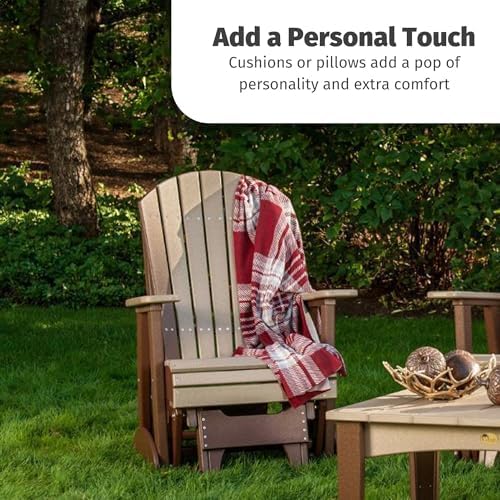 LuxCraft 2' Adirondack Glider Chair - Available in 20 Colors, Weatherwood...