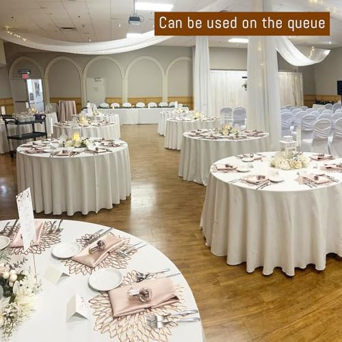 10 Pack White Round Tablecloths, 120 Inch Stain Resistant and Wrinkle Polyest...
