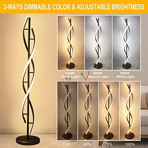 Modern Spiral Floor Lamps for Living Room, 40W LED Floor Lamp with Remote Con...