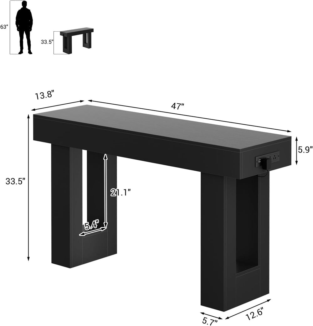 Unikito 47" Entryway Table with Sensor Light & AC Outlets with USB-C...