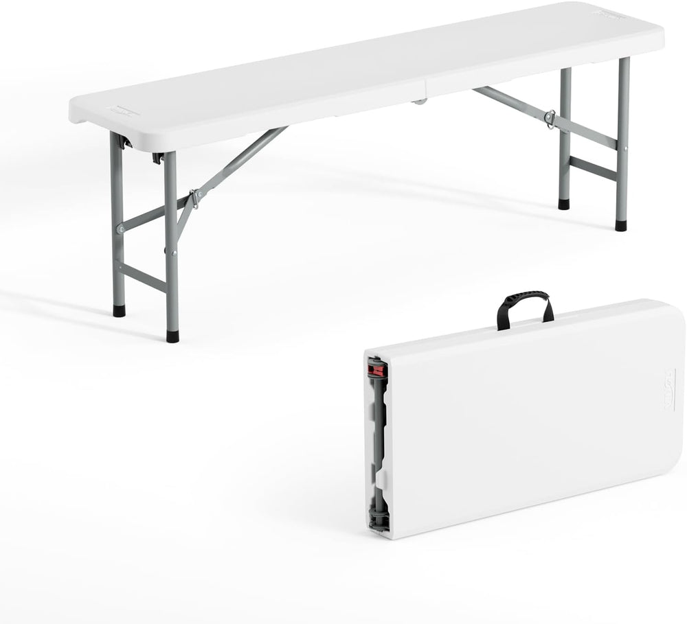 VINGLI 4 feet Plastic Folding Bench,Portable in/Outdoor Picnic Party Camping ...