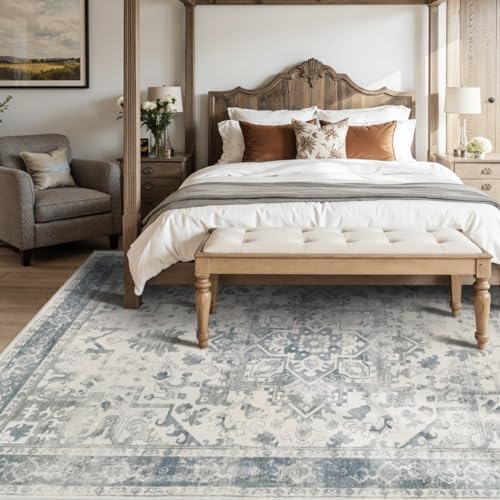 Rugxara 6x9 Washable Area Rug for Living Room,Light Blue Grey