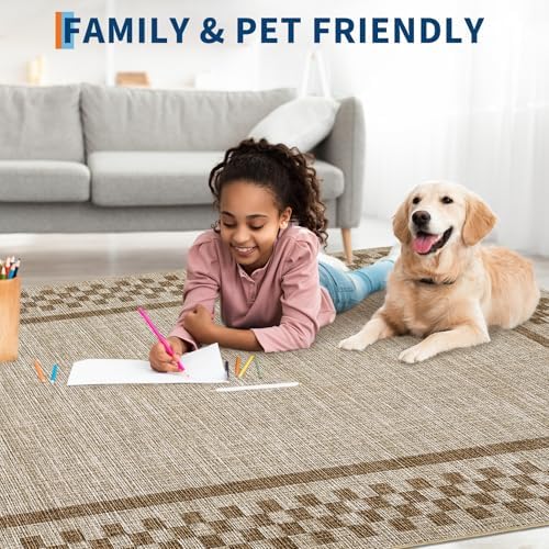 GarveeHome Modern Bordered 8x10 Washable Area Rugs for Living Room Bedroom