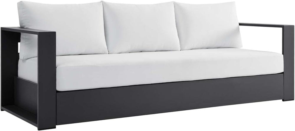 Modway Tahoe Aluminum Outdoor Patio Sofa in Gray White