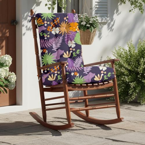 Outdoor Waterproof Rocking Chair Cushions Set of 2, Premium Oxford Patio Chai...