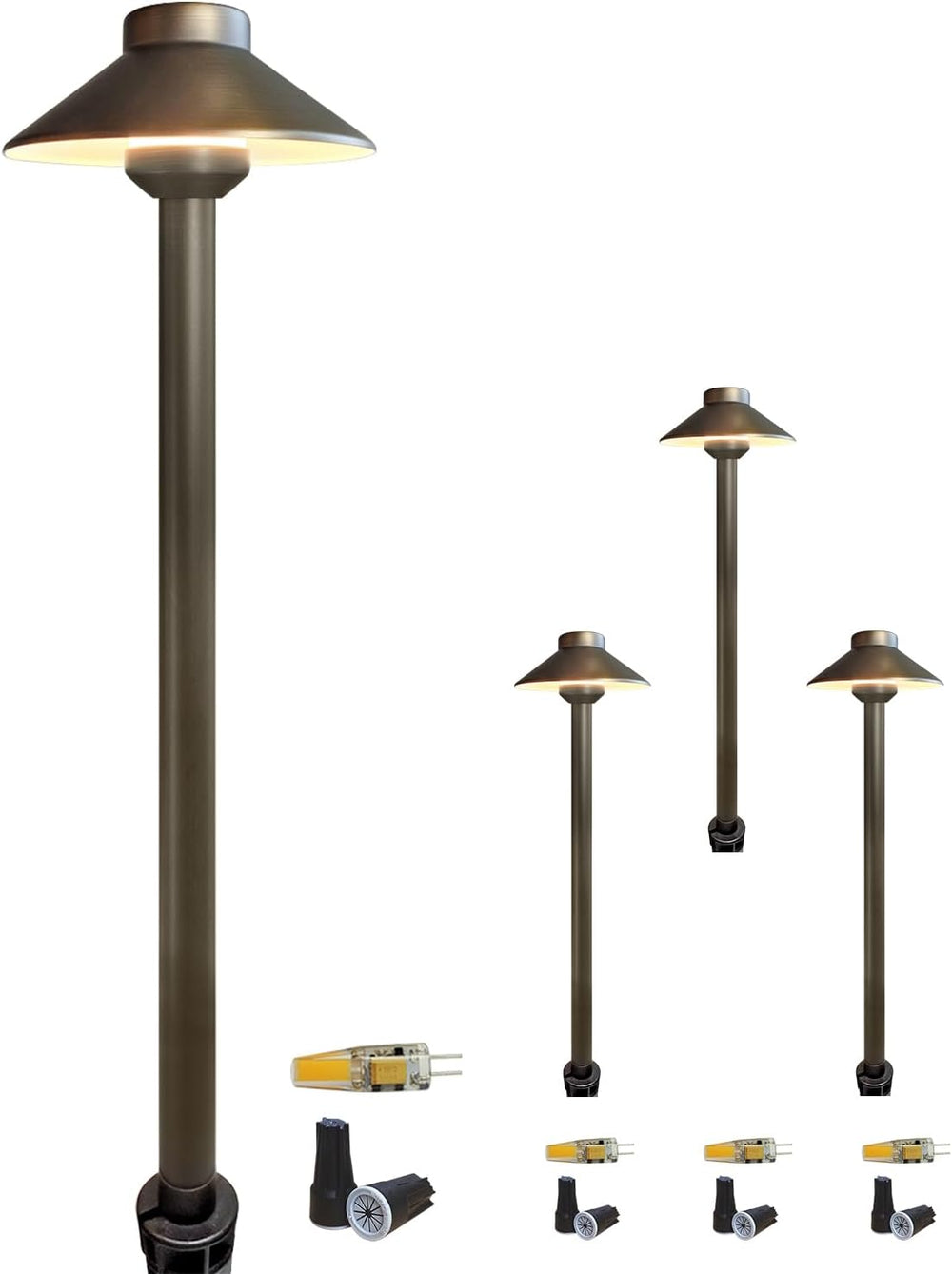 COLOER Brass Low Voltage Pathway Lights 4-Pack with 3W LED G4 Bulb (602B)