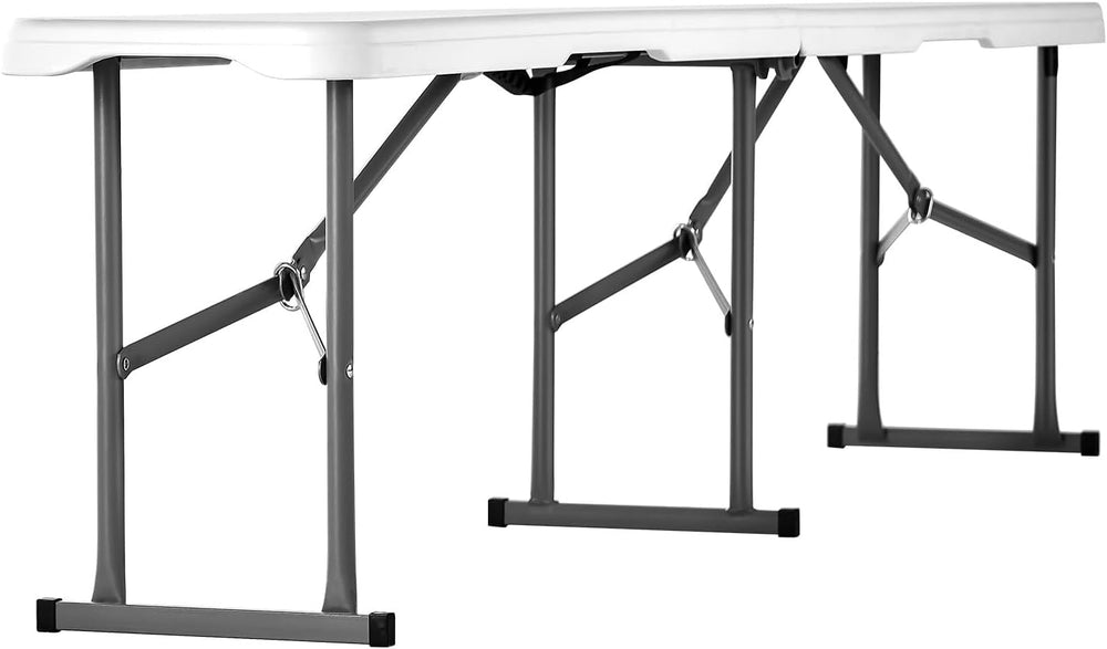 VEVOR Plastic Folding Bench, 6ft Portable Folding Bench, Smooth High Density ...