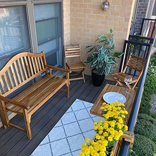 Patio Wise Folding Patio Chair Set of 2 – Foldable Acacia Wood Outdoor Chairs...