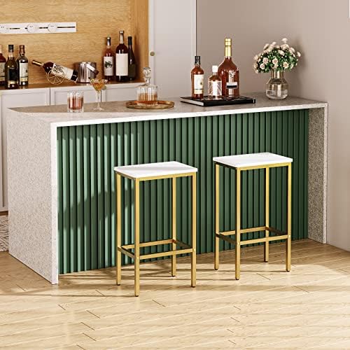 MAHANCRIS Bar Stools, Set of 2 Bar Chairs, Kitchen Breakfast Bar Stools with ...