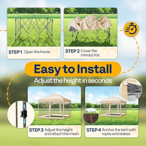 VIVOHOME 10x10ft Outdoor Screen Tent with Mosquito Netting