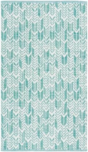 SAFAVIEH Montauk Collection Accent Rug - 3' x 5', Aqua & Ivory, H...
