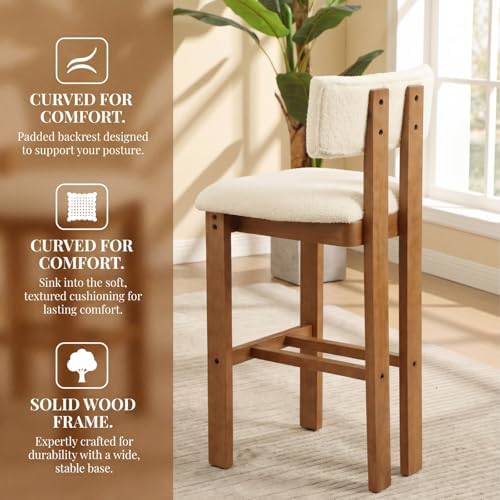 DUOMAY Modern Bar Stools Set of 2, 26'' Counter Height Bar Stools wit...