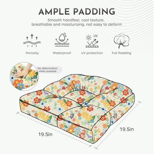 Patio Outdoor Chair Cushions Set of 2 Waterproof 19.5" x 19.5" x5&q...