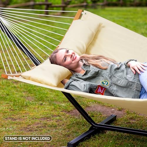 SUNCREAT Hammocks for Outside Hanging Tree Hammock for Outdoor, Beige