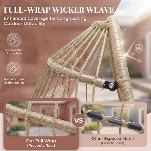 NICESOUL Hanging Egg Chair with Stand Indoor Outdoor, Comfy Patio Rattan Swin...