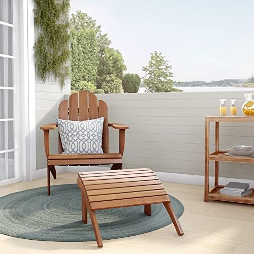 Linon Home Dcor Linon Adirondack Woodstock Ottoman, Teak Stain, Acorn, 21.6&q...