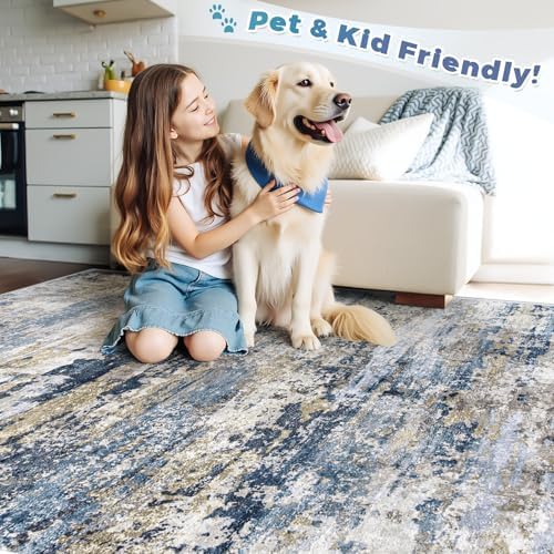 pmtsns Area Rugs 8x10 for Living Room: Washable Rug Modern Abstract Neutral S...