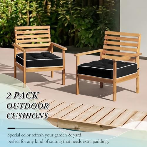 Wellsin Outdoor Chair Cushions Set of 2, Patio Cushions for Outdoor Furniture...